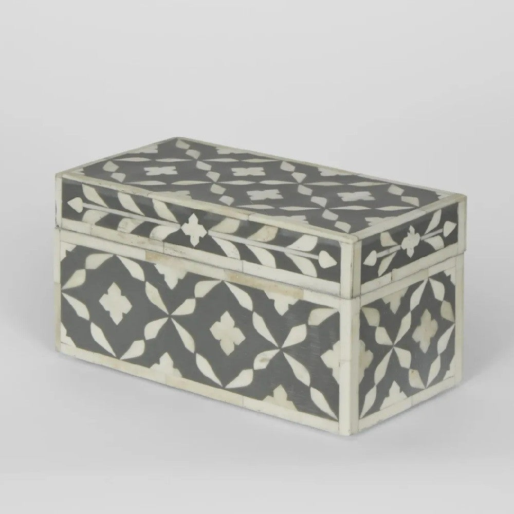 Bone Inlay Jewellery Box : Ogee : Grey