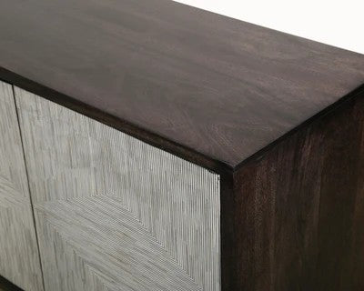 Bone Inlay Sideboard  wtih Antique Brass Legs : Pinstripe : Charcoal