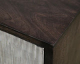 Bone Inlay Sideboard  wtih Antique Brass Legs : Pinstripe : Charcoal