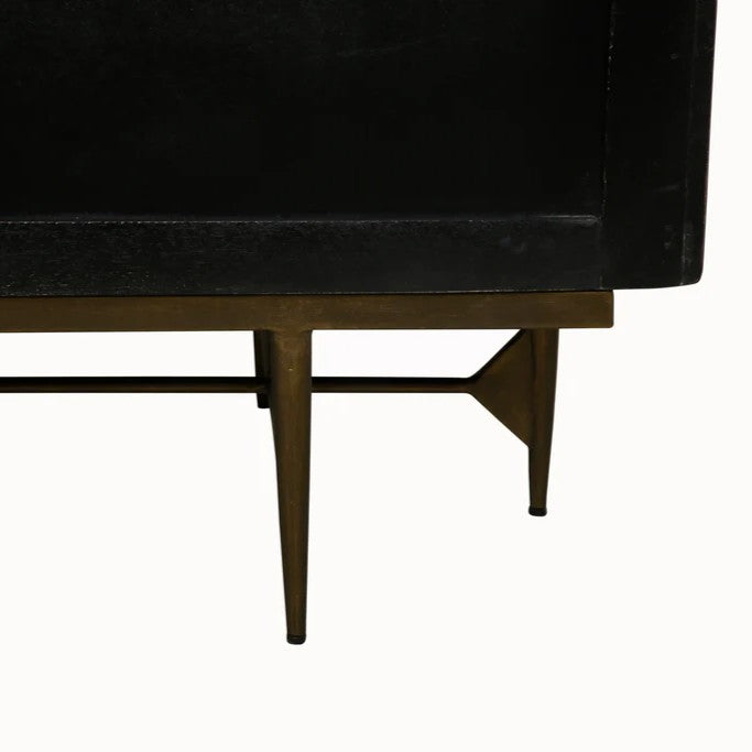 Bone Inlay Sideboard  wtih Antique Brass Legs : Pinstripe : Charcoal