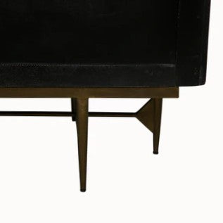 Bone Inlay Sideboard  wtih Antique Brass Legs : Pinstripe : Charcoal
