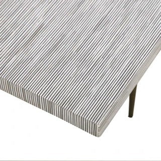 Bone Inlay Coffee Table wtih Antique Brass Legs : Pinstripe : Charcoal