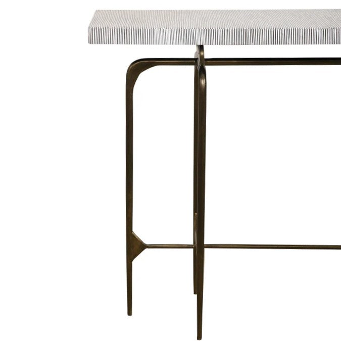 Bone Inlay Coffee Table wtih Antique Brass Legs : Pinstripe : Charcoal