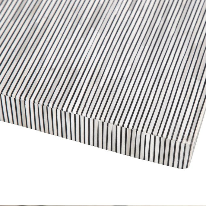 Bone Inlay Console wtih Antique Brass Legs : Pinstripe : Charcoal