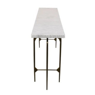 Bone Inlay Console wtih Antique Brass Legs : Pinstripe : Charcoal