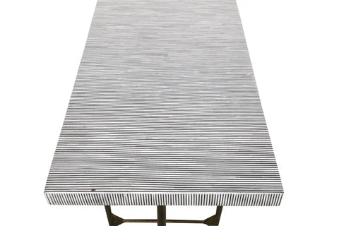 Bone Inlay Console wtih Antique Brass Legs : Pinstripe : Charcoal