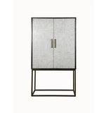 Cabinet with textured doors and metal frame on a white background