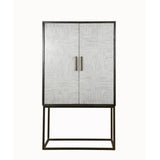 Bone Inlay Drinks Cabinet  wtih Antique Brass Legs : Pinstripe : Charcoal