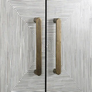 Bone Inlay Drinks Cabinet  wtih Antique Brass Legs : Pinstripe : Charcoal