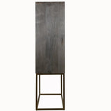 Bone Inlay Drinks Cabinet  wtih Antique Brass Legs : Pinstripe : Charcoal