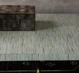 Bone Inlay Coffee Table wtih Antique Brass Legs : Pinstripe : Charcoal
