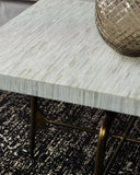 Bone Inlay Coffee Table wtih Antique Brass Legs : Pinstripe : Charcoal