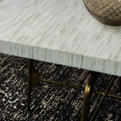 Bone Inlay Coffee Table wtih Antique Brass Legs : Pinstripe : Charcoal