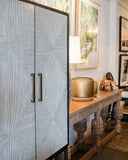 Bone Inlay Drinks Cabinet  wtih Antique Brass Legs : Pinstripe : Charcoal