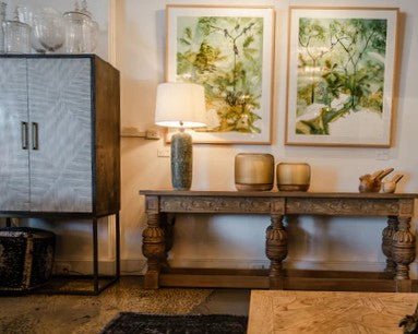 Bone Inlay Drinks Cabinet  wtih Antique Brass Legs : Pinstripe : Charcoal