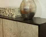 Bone Inlay Sideboard  wtih Antique Brass Legs : Pinstripe : Charcoal