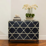 Bone Inlay 3 Drawer Chest : Delta : Black