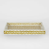 Bone Inlay Rectangular Tray : Starburst : Yellow