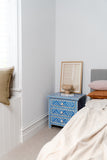 Bone Inlay 3 Drawer Bedside Chest : Criss Cross : Blue