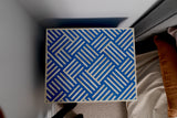 Bone Inlay 3 Drawer Bedside Chest : Criss Cross : Blue