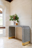 Bone Inlay Waterfall Console : Stripe : Black