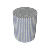 Bone Inlay Side Table :Stripe : Grey