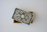 Mother of Pearl Small Gift Box : Floral : Dark Grey
