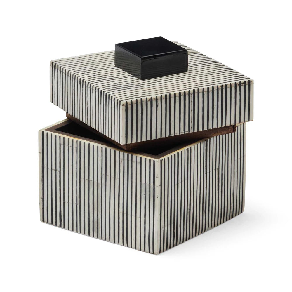 Small Box Inlay Shop Bone Inlay Small Box : Pinstripe : Black – Mahlia Interiors