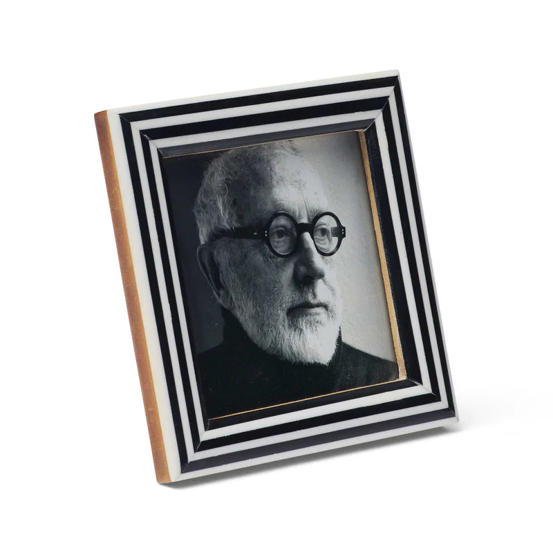 Bone Inlay Picture Frame : Stripe : Black & White