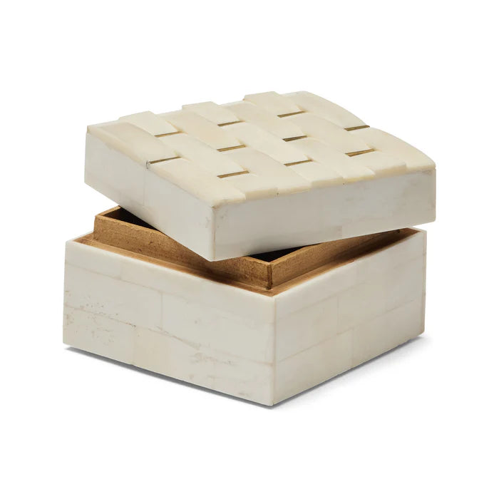 Bone Inlay Square Box : Interlace : Natural