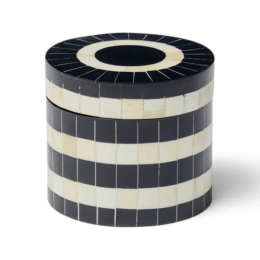 Bone Inlay Round Box : Black & White