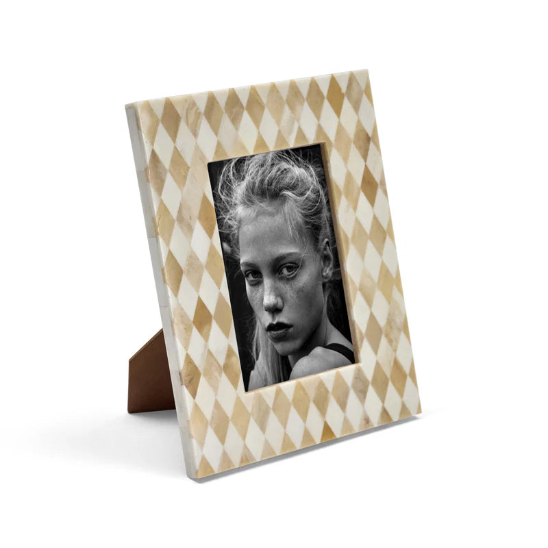 Bone Inlay Picture Frame : Diamonds : Natural