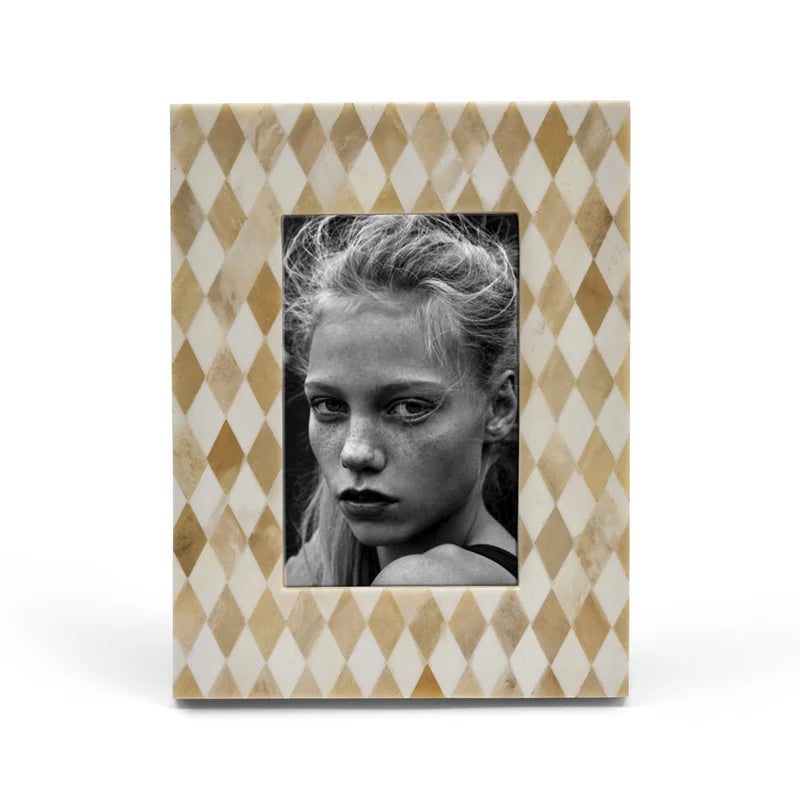 Bone Inlay Picture Frame : Diamonds : Natural
