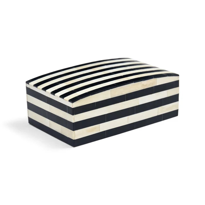 Bone Inlay Rectangular Box : Stripe : Black & White