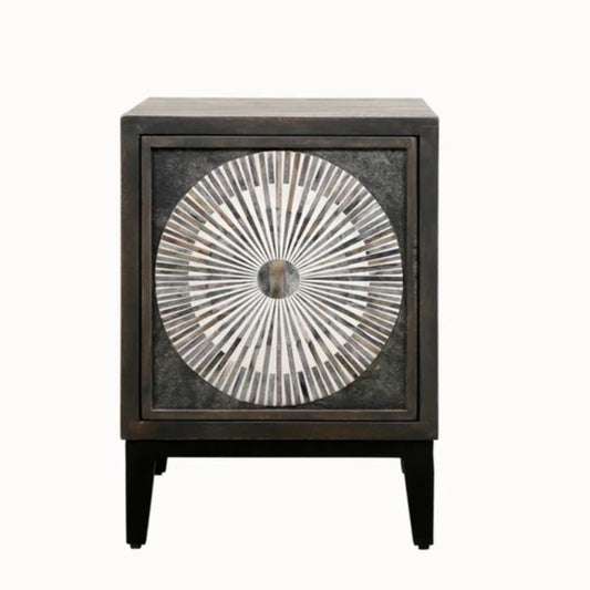 Bedside Cabinet with Bone Inlay Insert : Sundial : Charcoal