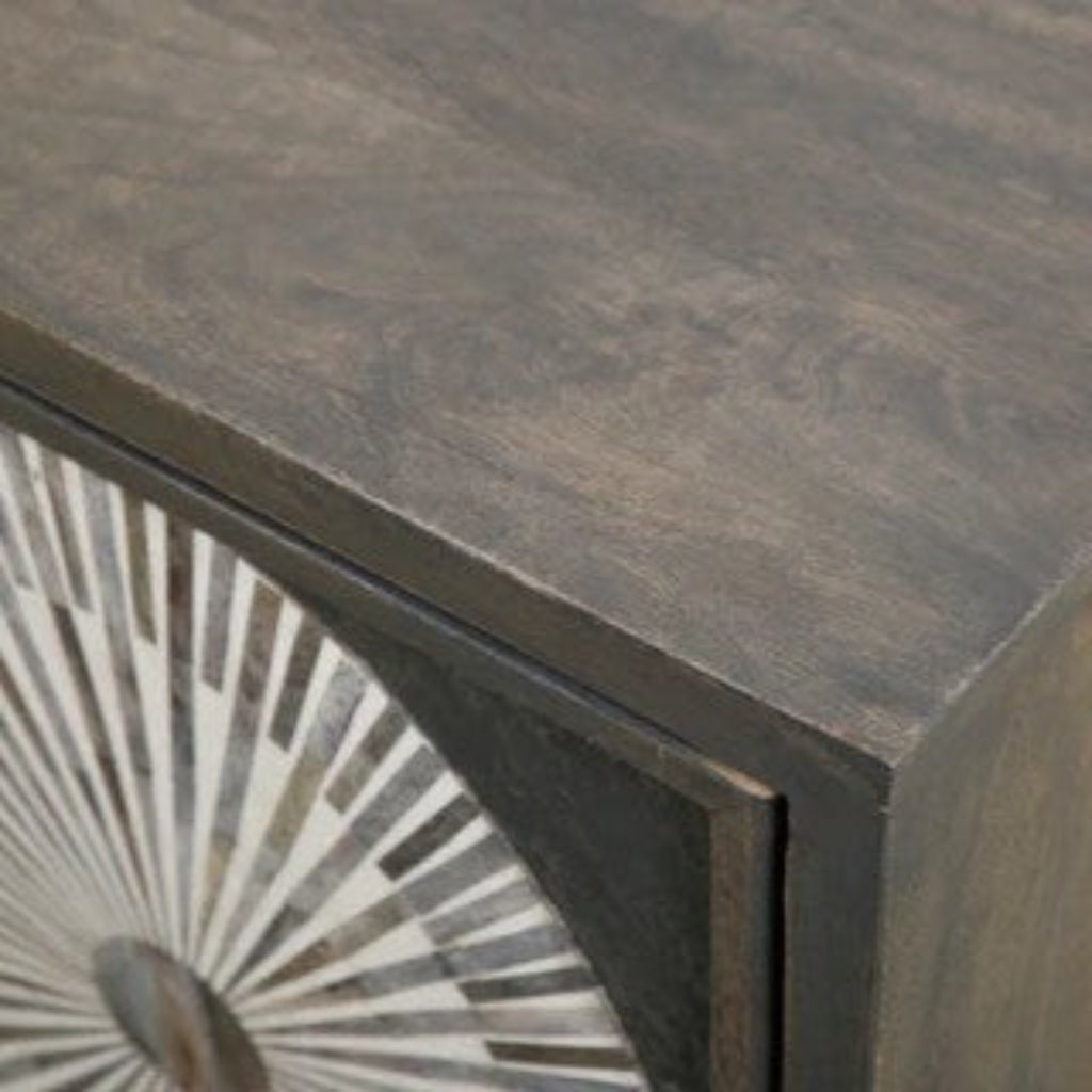 Bedside Cabinet with Bone Inlay Insert : Sundial : Charcoal