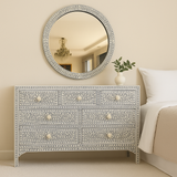 Bone Inlay 7 Drawer Chest : Floral : Grey
