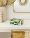 Bone Inlay Small Gift Box : Floral : Emerald Green