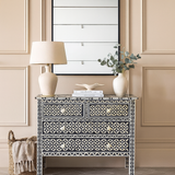 Bone Inlay 5 Drawer Chest : Starburst : Black
