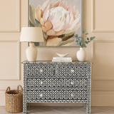 Bone Inlay 5 Drawer Chest : Starburst : Black