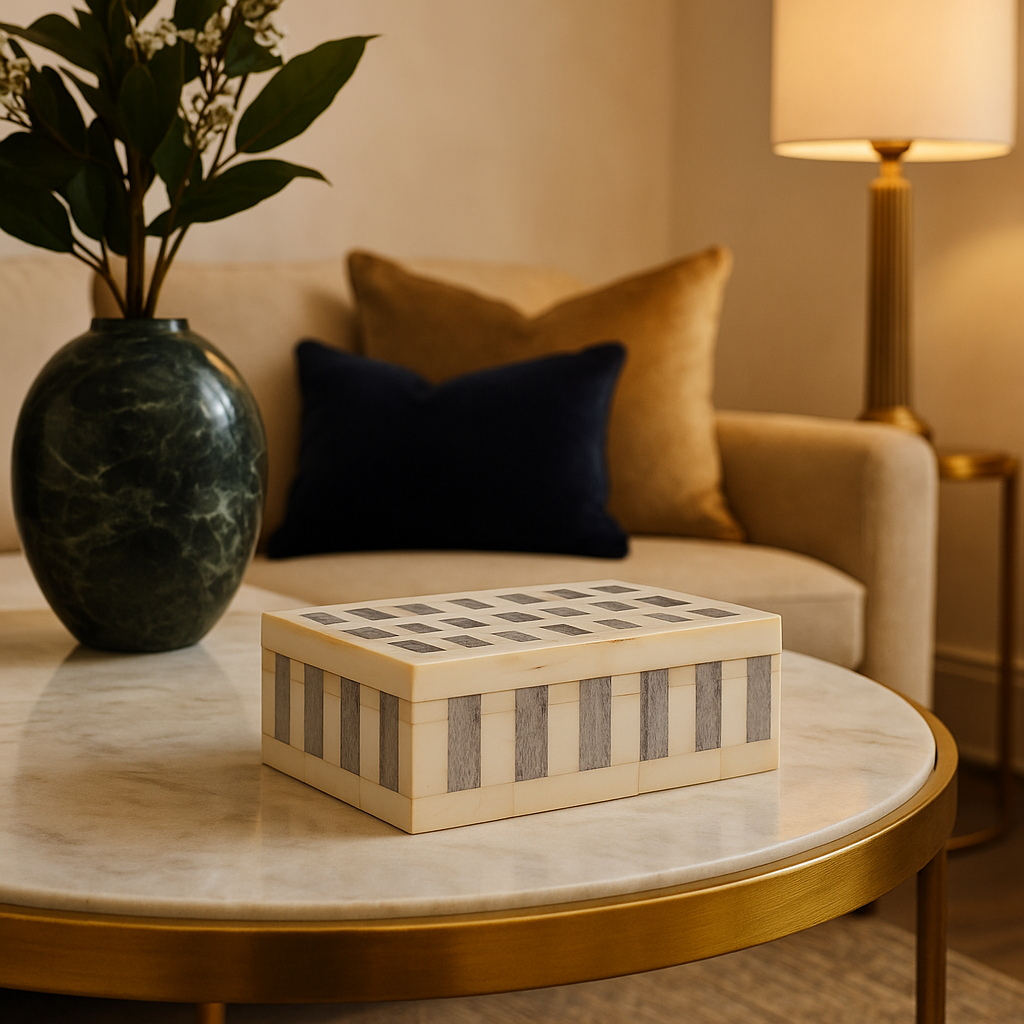 Bone Inlay Small Box : Columns : Grey