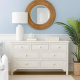 Bone Inlay 7 Drawer Chest : Floral : White