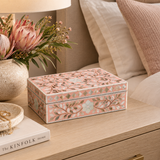 Mother of Pearl Inlay Large Box : Floral : Pink