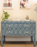 Bone Inlay 2 Drawer Chest : Hearts : Teal