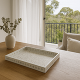 Mother of Pearl Rectangular Tray : Floral : White