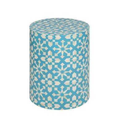 Bone Inlay Side Table : Zelliges : Blue