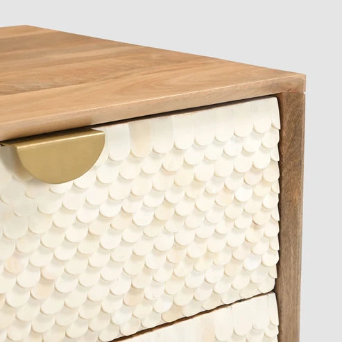 Oak & Layered Bone 2 Drawer Console