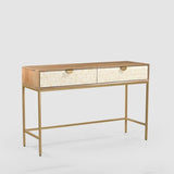 Oak & Layered Bone 2 Drawer Console