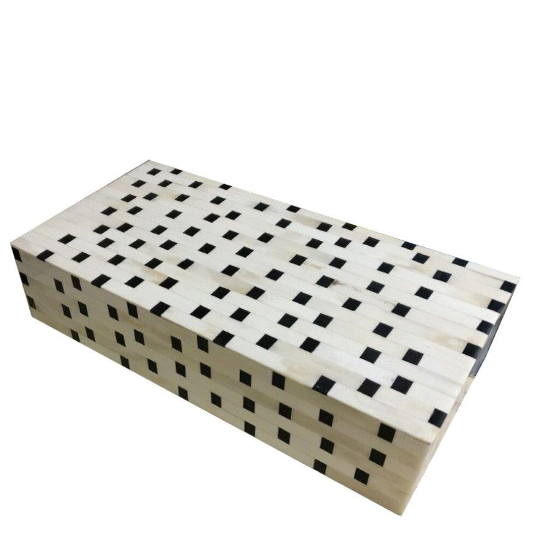 Bone Inlay Box in Black & White Checker