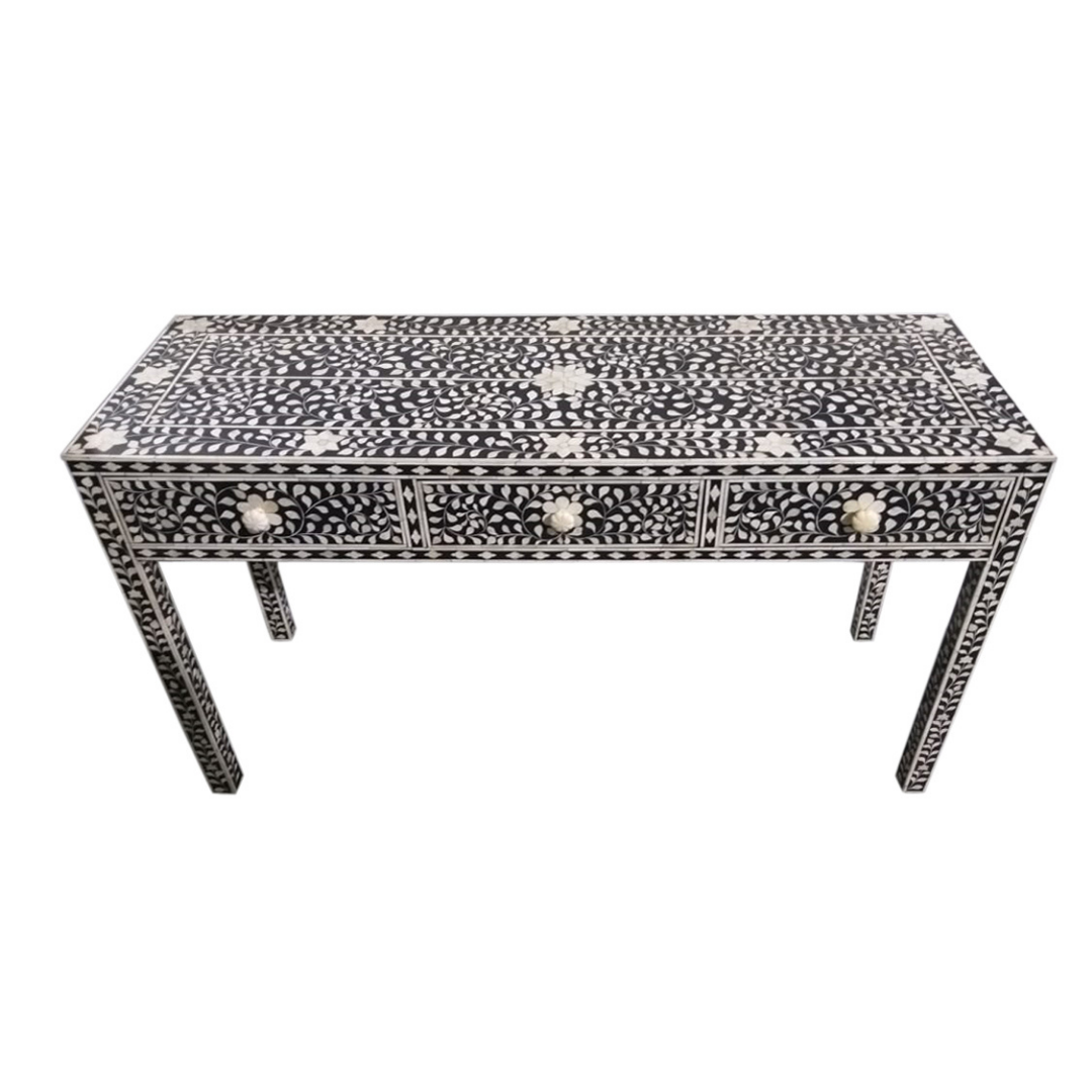 Bone Inlay Floral Console : Black